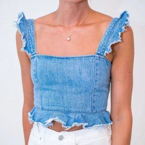 Isla Stream Denim Crop Top Show Me Your Mumu